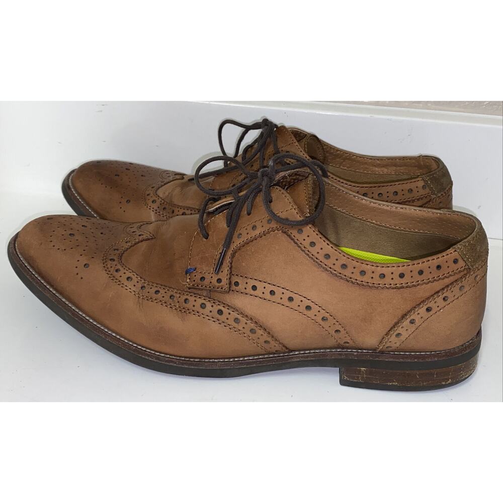 Florsheim Rucci Wingtip Oxford Classic Dress Shoes Cognac Leather 11937-221 Sz 9